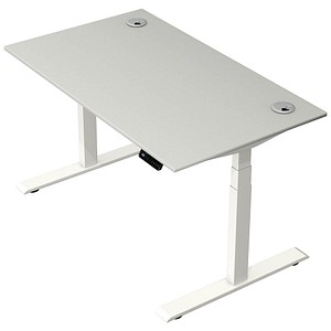 Kerkmann Move 2 Plus elektrisch höhenverstellbarer Schreibtisch lichtgrau rechteckig, T-Fuß-Gestell weiß 140,0 x 80,0 cm