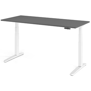 HAMMERBACHER XBHM19 elektrisch höhenverstellbarer Schreibtisch grafit rechteckig, C-Fuß-Gestell weiß 180,0 x 80,0 cm