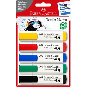 FABER-CASTELL Standard Textilmarker farbsortiert 1,0 - 5,0 mm, 5 St.
