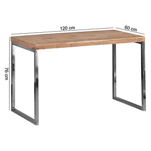 WOHNLING Schreibtisch akazie rechteckig, Kufen-Gestell chrom 120,0 x 60,0 cm