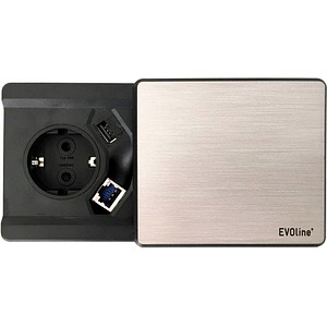 HAMMERBACHER 1-fach Tischsteckdose 3,0 m silber mit USB-Buchse