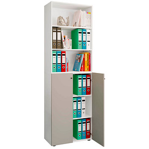 VCM my office Regalschrank 2XL Lona, 919154 grau, weiß 70,2 x 39,0 x 220,0 cm, 1 St.