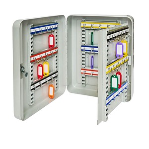 ALCO Schlüsselkasten lichtgrau mit 40 Haken, Zylinderschloss, 18,0 cm 8,0 cm, 1 St.