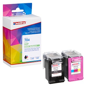 edding EDD-704 schwarz, color Druckerpatronen kompatibel zu HP 305XL (3YM62AE/3YM63AE), 2er-Set