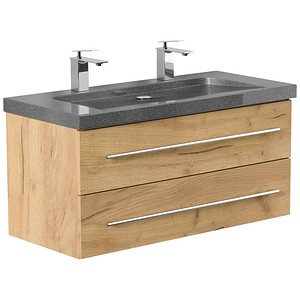 POSSEIK Waschbecken mit Unterschrank YAMO 100 eiche gold 100,0 x 45,0 x 50,0 cm