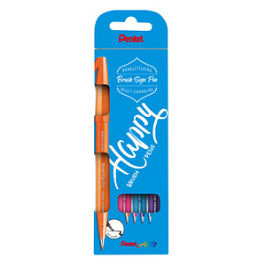 Pentel SES15C Brush-Pen farbsortiert, 4 Pack