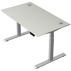 Kerkmann Move 2 Plus elektrisch höhenverstellbarer Schreibtisch lichtgrau rechteckig, T-Fuß-Gestell silber 140,0 x 80,0 cm