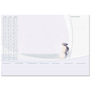 SIGEL Schreibtischunterlage Harmonie 2026/2027/2028 weiß/grau Papier 59,5 x 41,0 cm, 30 Blatt