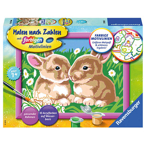 Ravensburger Malen-nach-Zahlen Niedliche Häschen mehrfarbig