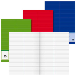 BRUNNEN Vokabelheft grün, rot oder blau Lineatur 53 liniert DIN A4 ohne Rand, 32 Blatt, 1 St.