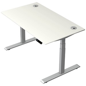 Kerkmann Move 2 Plus elektrisch höhenverstellbarer Schreibtisch weiß rechteckig, T-Fuß-Gestell silber 140,0 x 80,0 cm