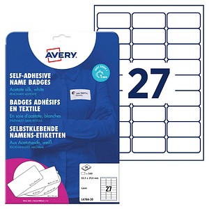 AVERY Zweckform Namensetiketten L4784-20 weiß 63,5 x 29,6 mm, 20 Blatt