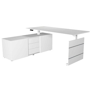 Kerkmann Move 3 elektrisch höhenverstellbarer Schreibtisch weiß rechteckig, Wangen-Gestell weiß 180,0 x 80,0 cm