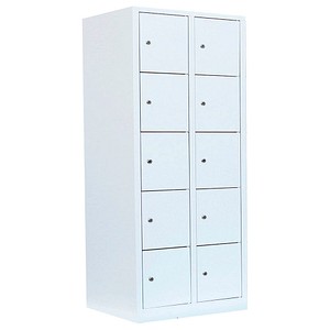 LÜLLMANN Schließfachschrank signalweiß 523527, 10 Schließfächer 80,0 x 50,0 x 180,0 cm