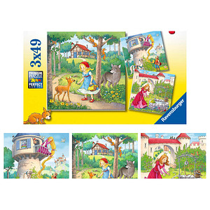 Ravensburger Rapunzel, Rotkäppchen & der Froschkönig Puzzle, 3 x 49 Teile