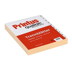 Printus Trennblätter DIN A4 0-9 chamois, 250 g/qm, 100 St.