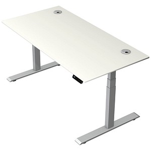 Kerkmann Move 2 Plus elektrisch höhenverstellbarer Schreibtisch weiß rechteckig, T-Fuß-Gestell silber 160,0 x 80,0 cm