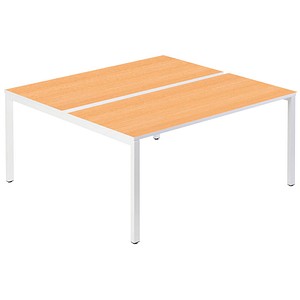 PAPERFLOW easyDesk Doppelschreibtisch buche rechteckig, 4-Fuß-Gestell weiß 160,0 x 166,0 cm