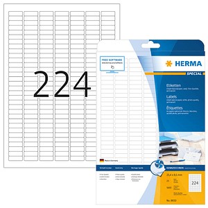 HERMA Etiketten 8830 weiß 25,4 x 8,5 mm, 25 Blatt