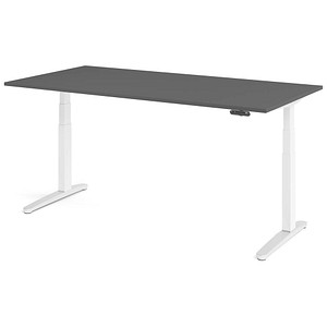 HAMMERBACHER XBHM2E elektrisch höhenverstellbarer Schreibtisch grafit rechteckig, C-Fuß-Gestell weiß 200,0 x 100,0 cm