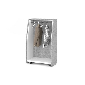 HAMMERBACHER Rollgarderobe grau Holz 1 Kleiderstange Haken 95,0 x 154,0 cm, 1 St.
