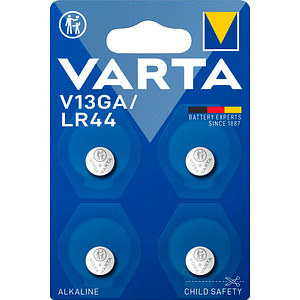 VARTA Knopfzellen V13GA/LR44 Alkali-Mangan 1,5 V, 4 St.