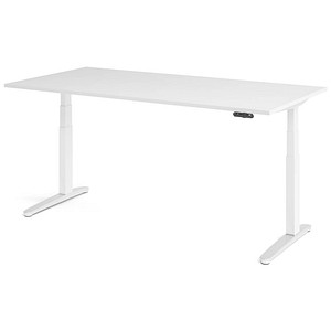 HAMMERBACHER XBHM2E elektrisch höhenverstellbarer Schreibtisch weiß rechteckig, C-Fuß-Gestell weiß 200,0 x 100,0 cm