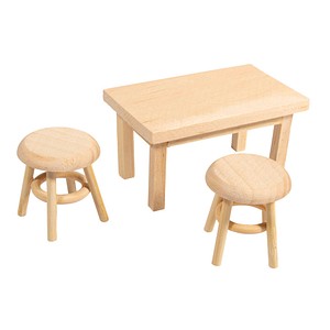 Rayher Dekoartikel natur Wichtel Mini Tisch mit 2 Hockern, 1 Set