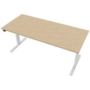 Quadrifoglio Up&Up elektrisch höhenverstellbarer Schreibtisch eiche rechteckig, C-Fuß-Gestell weiß 180,0 x 80,0 cm