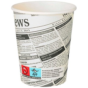 STARPAK Einweg-Kaffeebecher Newsprint weiß 0,2 l, 50 St.