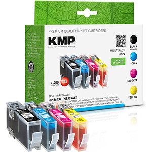 KMP H62V  schwarz, cyan, magenta, gelb Druckerpatronen kompatibel zu HP 364XL (N9J74AE), 4er-Set