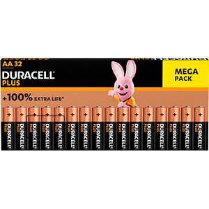 DURACELL Batterien PLUS Alkali-Mangan Mignon AA 1,5 V, 32 St.