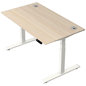 Kerkmann Move 2 Plus elektrisch höhenverstellbarer Schreibtisch ahorn rechteckig, T-Fuß-Gestell weiß 140,0 x 80,0 cm
