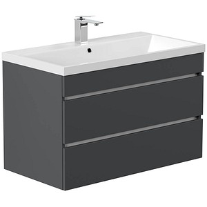 POSSEIK Waschbecken mit Unterschrank FELLINI 90 grafit 90,0 x 48,0 x 58,4 cm
