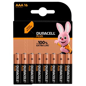 DURACELL Batterien PLUS Alkali-Mangan Micro AAA 1,5 V, 16 St.