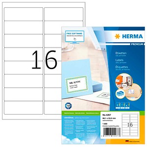HERMA Etiketten 4267 weiß 99,1 x 33,8 mm, 100 Blatt