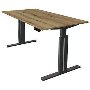 Kerkmann Move 3 elegant elektrisch höhenverstellbarer Schreibtisch eiche rechteckig, T-Fuß-Gestell grau 160,0 x 80,0 cm