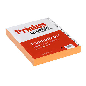 Printus Trennblätter DIN A4 0-9 orange, 250 g/qm, 100 St.