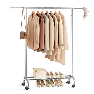 SONGMICS Rollgarderobe silber Metall 83,0 - 120,0 x 156,0 cm, 1 St.