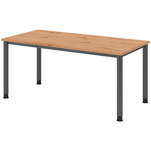 HAMMERBACHER HS16 höhenverstellbarer Schreibtisch asteiche rechteckig, 4-Fuß-Gestell grau 160,0 x 80,0 cm