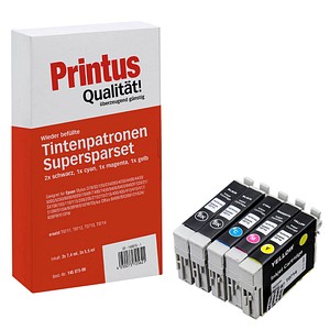 Printus  2x schwarz, cyan, magenta, gelb Druckerpatronen kompatibel zu EPSON T0711, T0712, T0713, T0714, 5er-Set