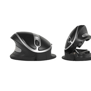 BAKKER ELKHUIZEN Oyster Mouse Medium Maus ergonomisch kabellos schwarz, silber