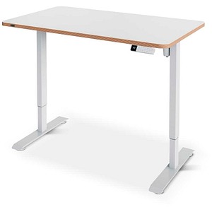 LEITZ Ergo 67700001 elektrisch höhenverstellbarer Schreibtisch weiß rechteckig abgerundet, T-Fuß-Gestell weiß 120,0 x 70,0 cm