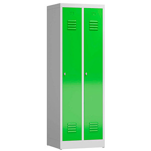 ClassiX Spind gelbgrün, lichtgrau X-510125, 2 Schließfächer 59,0 x 50,0 x 180,0 cm