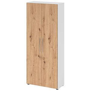 HAMMERBACHER Aktenschrank 4100, V4100/W/R/BM weiß, asteiche 4 Fachböden 80,0 x 34,6 x 188,0 cm