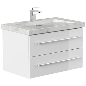 POSSEIK Waschbecken mit Unterschrank WHITE YAMO 75 weiß glanz 75,0 x 45,0 x 50,0 cm