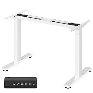 SONGMICS höhenverstellbares Schreibtischgestell weiß ohne Tischplatte, T-Fuß-Gestell weiß 100,0 - 175,0 x 57,0/70,0 cm