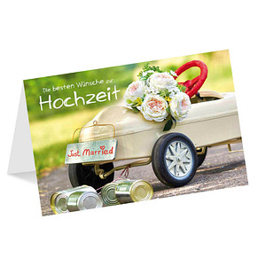 LUMA Glückwunschkarte Hochzeit Auto mit Dosen LU1820 DIN B6, 1 St.