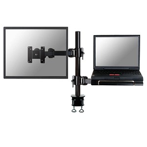 Neomounts Laptop-Monitor-Halterung FPMA-D960NOTEBOOK schwarz für 1 Monitor und 1 Notebook, Tischklemme