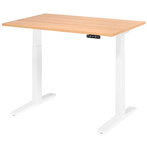 HAMMERBACHER XMKA12 elektrisch höhenverstellbarer Schreibtisch eiche rechteckig, C-Fuß-Gestell weiß 120,0 x 80,0 cm